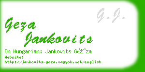 geza jankovits business card